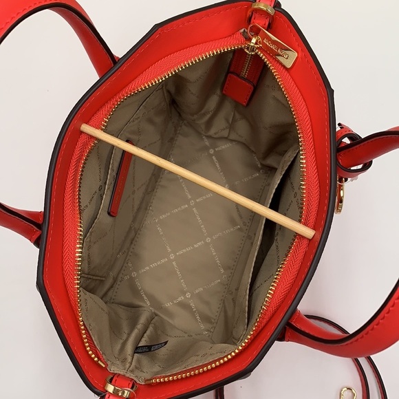 Michael Kors Avril Small Leather Top-Zip Satchel CORAL REFF color - Picture 9 of 16